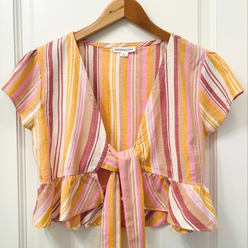 Aeropostale crop top wrap around shirt size L